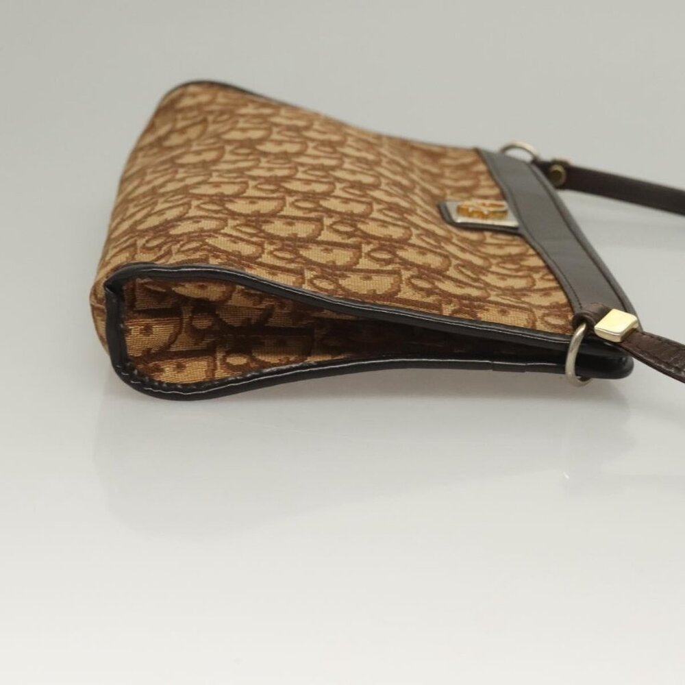 Authentic Christian Dior Trotter Canvas Shoulder Bag Brown Gold - Picture 10 of 16